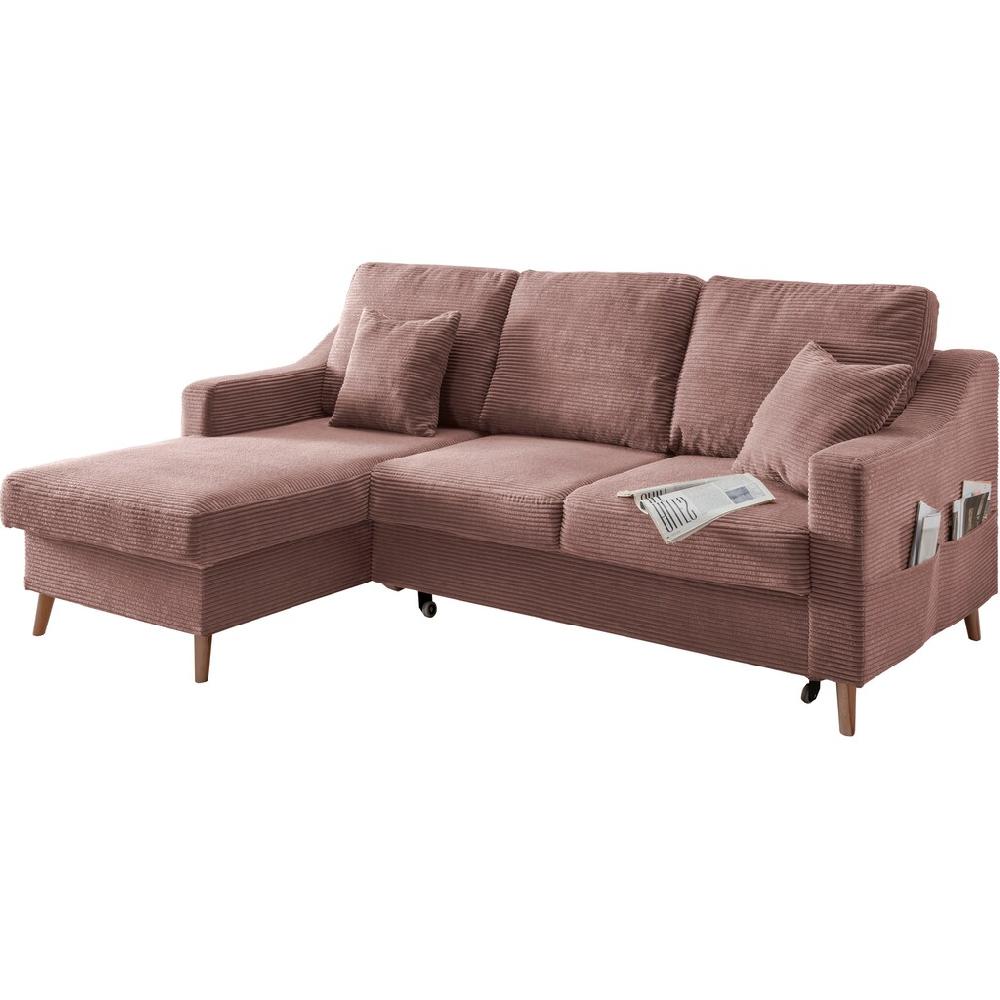 INOSIGN Ecksofa »Valentina L-Form« 2 Zierkissen mit Seitentasche ausziehbarer Liegefläche Bettkasten kaufen Weihnachtsangebot