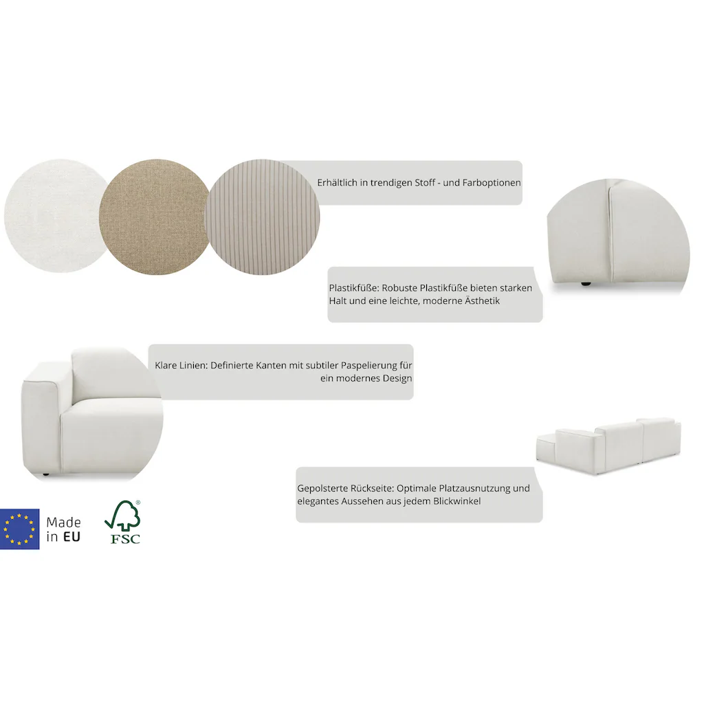 andas Ecksofa »Noord« mit Kedernaht Breite 234 cm Cord Struktur Webstoff kaufen Neueste Mode