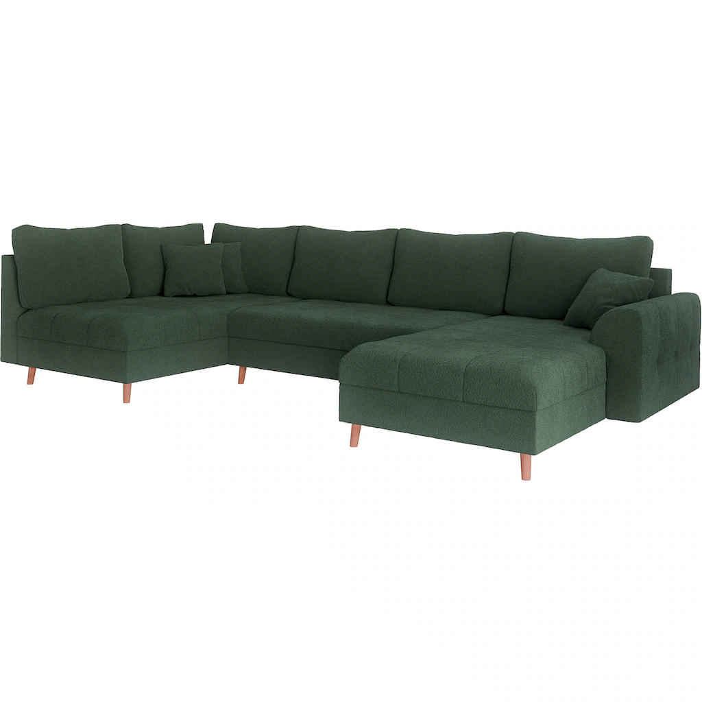 Home affaire Wohnlandschaft »CHARRE U-Form incl. 3 Zierkissen« auch in Cord und Bouclé feine Steppung lose Rückenkissen kaufen Tägliche Deals