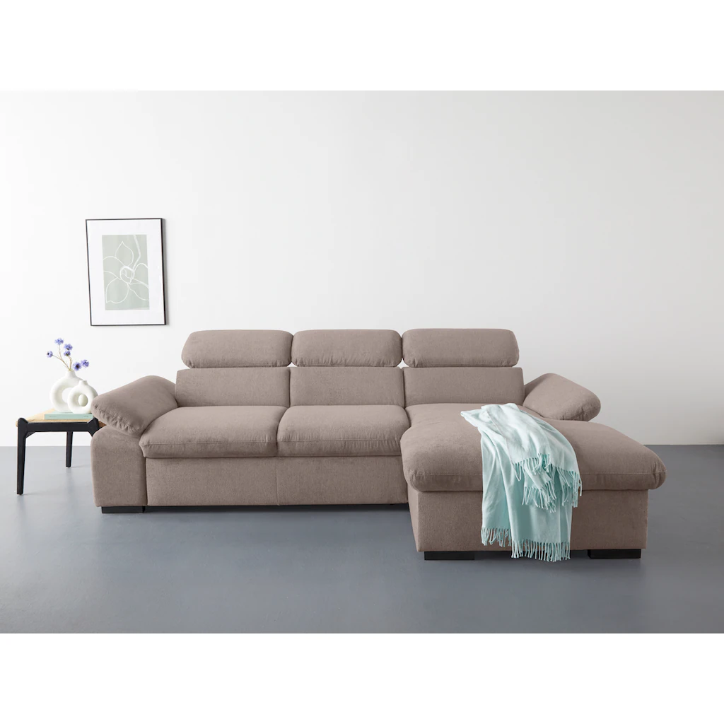 COTTA Ecksofa »Lola L-Form« (Set mit Hocker) mit Hocker & Kopfteilfunktion wahlw. Bett- und Armteilfunktion kaufen Schlussverkauf