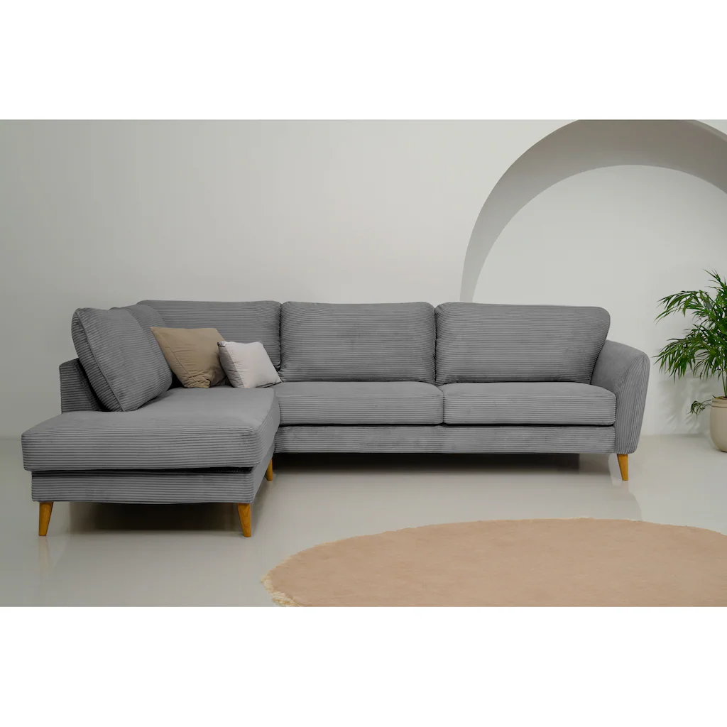 Home affaire Ecksofa »MARSEILLE 278/202 cm L-Form Ottom. rechts/links« mit Massivholzbeinen aus Eiche verschiedene Bezüge und Farbvarianten kaufen Fabrik Onlineshop