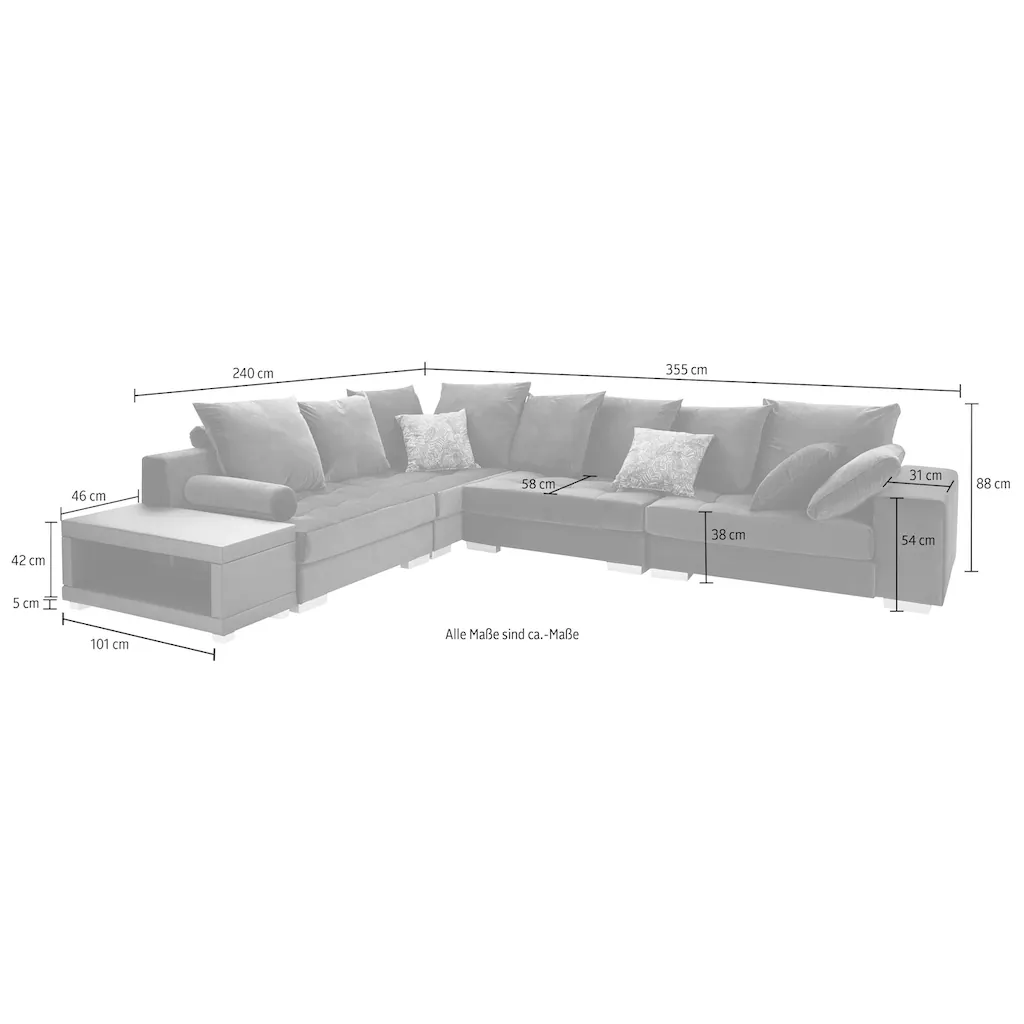 INOSIGN Ecksofa »Vale L-Form« incl. Couchtisch Steppung im Sitzbereich Federkern kaufen Blitzangebot