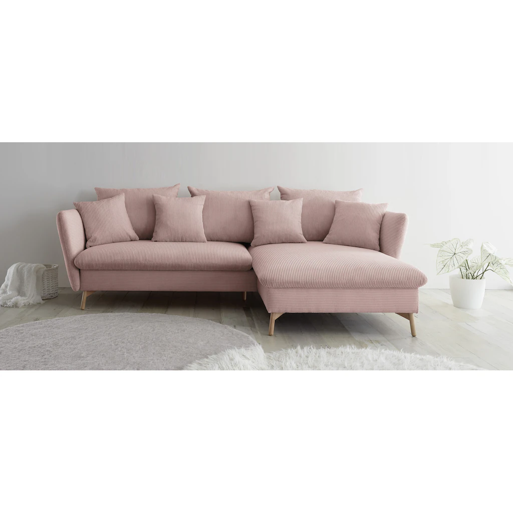 andas Ecksofa »MERLE 258 cm L-Form traumhafter Cord « mit Bettfunktion und Bettkasten Liegefläche 224 x 139 kaufen Saisonale Angebote