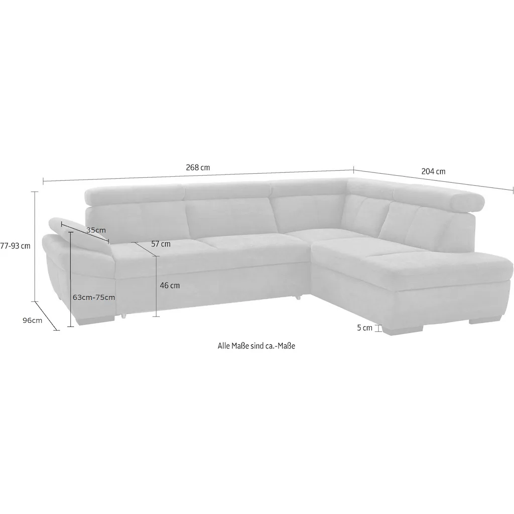 exxpo - sofa fashion Ecksofa »Salerno klassisch modernes Funktionssofa hoher Sitzkomfort L-Form« inkl. Kopf- und Armteilverstellung wahlweise mit Bettfunktion kaufen Neueste Stile