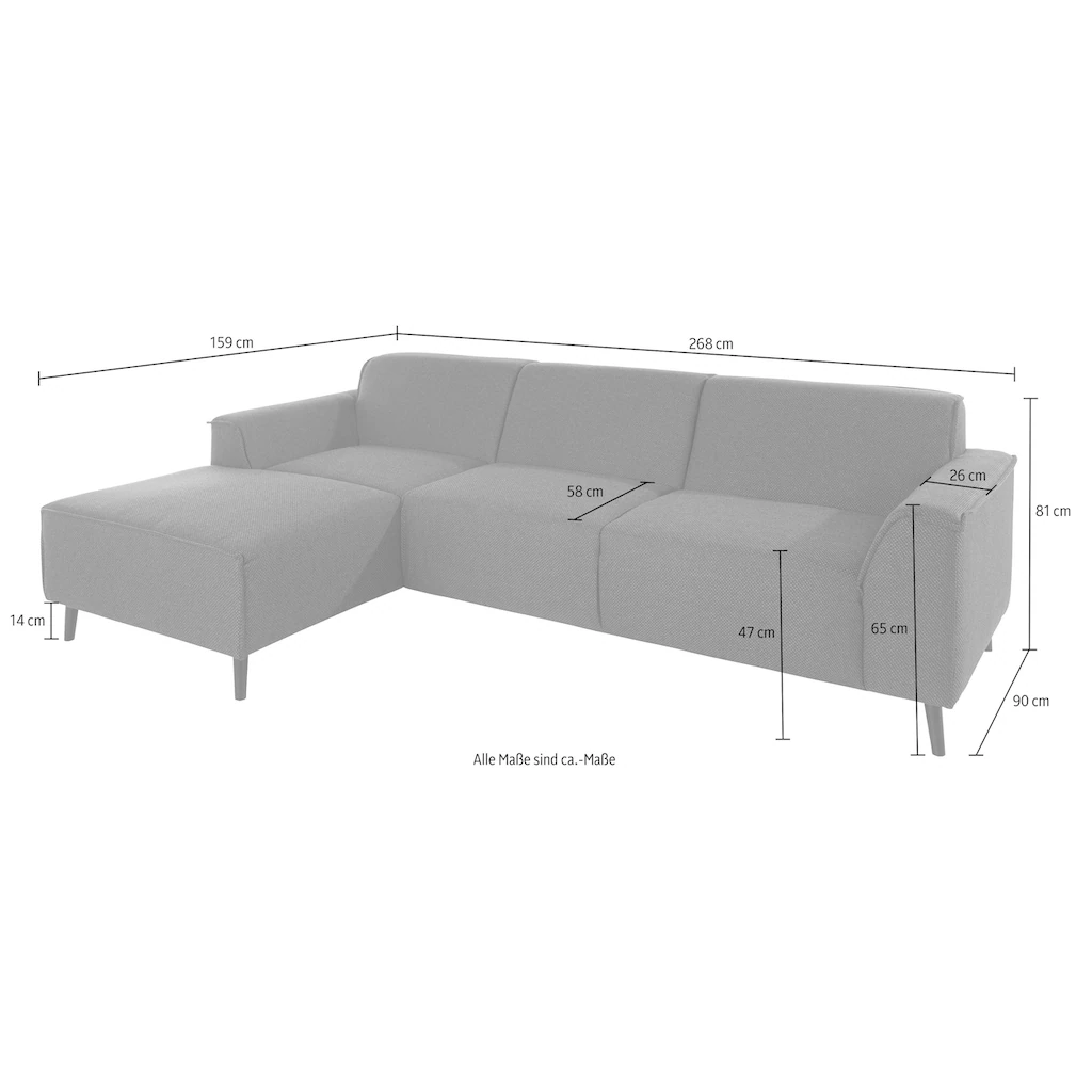 DOMO collection Ecksofa »Amora L-Form« mit Recamiere inklusive komfortablem Federkern kaufen im Angebot
