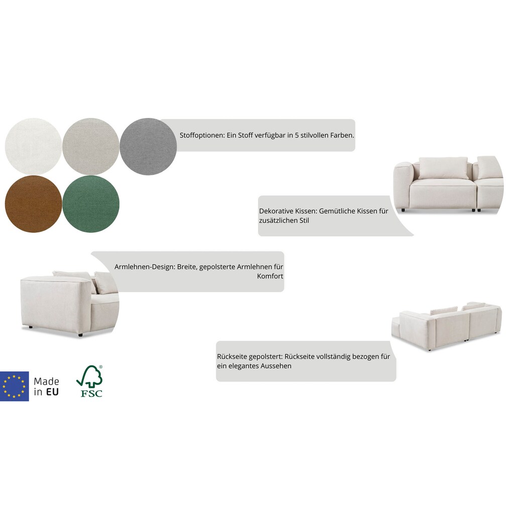 andas Ecksofa »Tvinnet« Breite 228 cm extra tiefe Sitzfläche kubisches Sitzvergnügen kaufen Saisonschlussverkauf