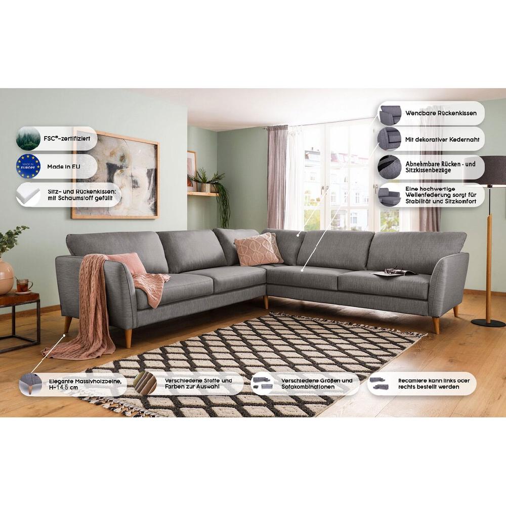 Home affaire Ecksofa »MARSEILLE 278/278 cm L-Form « gleichschenklig aus Eiche-Massivholz Beinen verschiedene Bezüge kaufen Zeitlich begrenztes Angebot