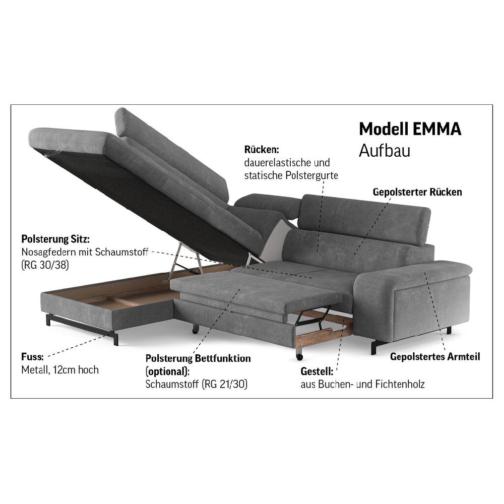 COTTA Ecksofa »Emma L-Form« Verstellbare Kopfstützen optional mit Schlaffunktion und Bettkasten Tägliche Deals