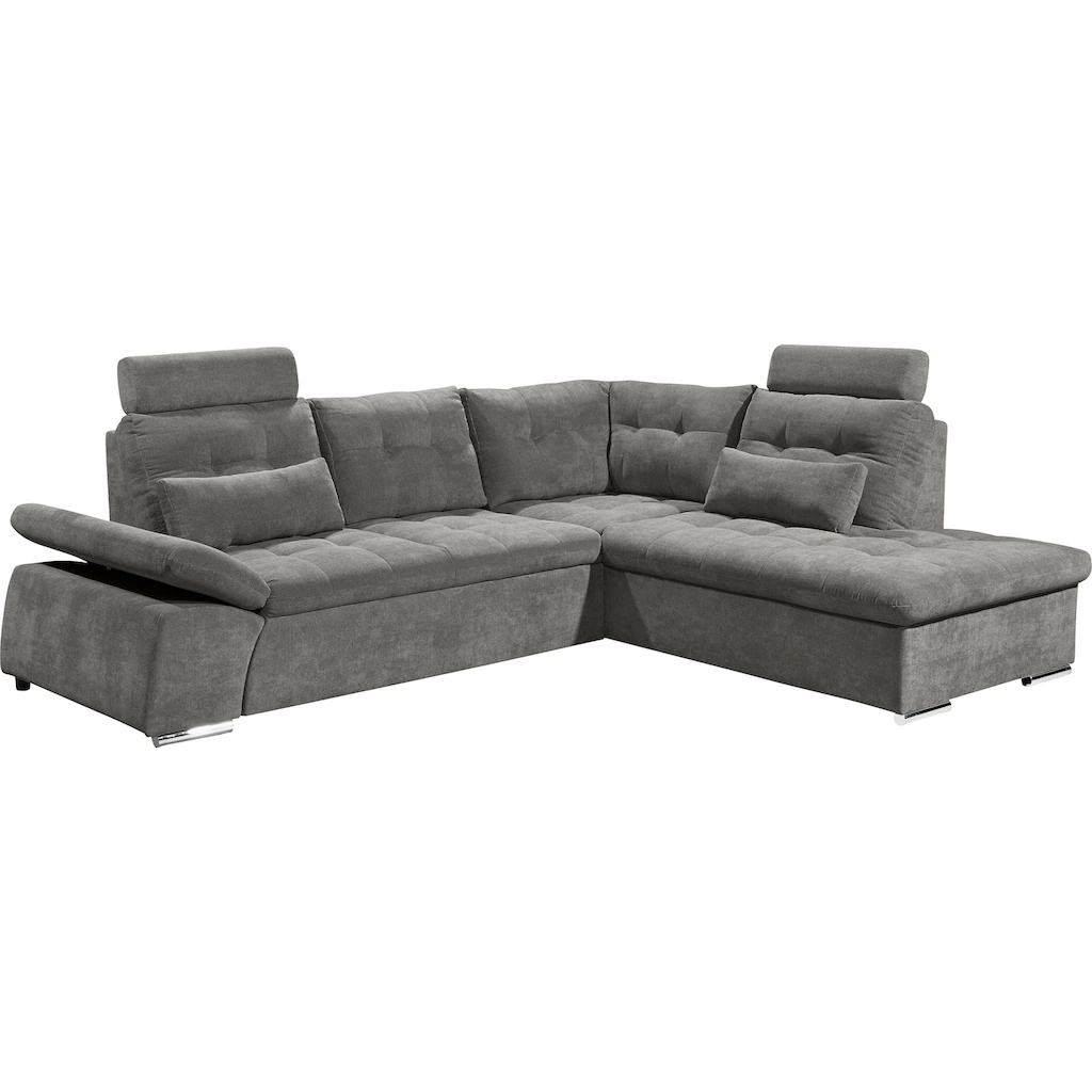 ED EXCITING DESIGN Ecksofa »Nalo L-Form« mit Bettfunktion Bettkasten Kopfstützen Nierenkissen etc. kaufen Begrenzt auf 3 Tage