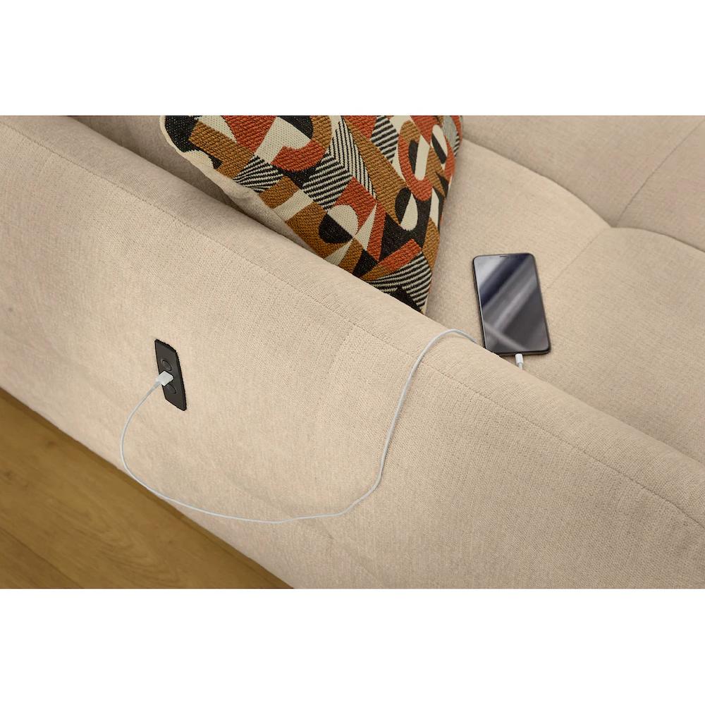 Jockenhöfer Gruppe Ecksofa »Zoom 60cm elektromotorische Sitztiefenverstellung« 140kg Belastbarkeit USB-Ladeports Ottomane links/ rechts montierbar Schlussverkauf