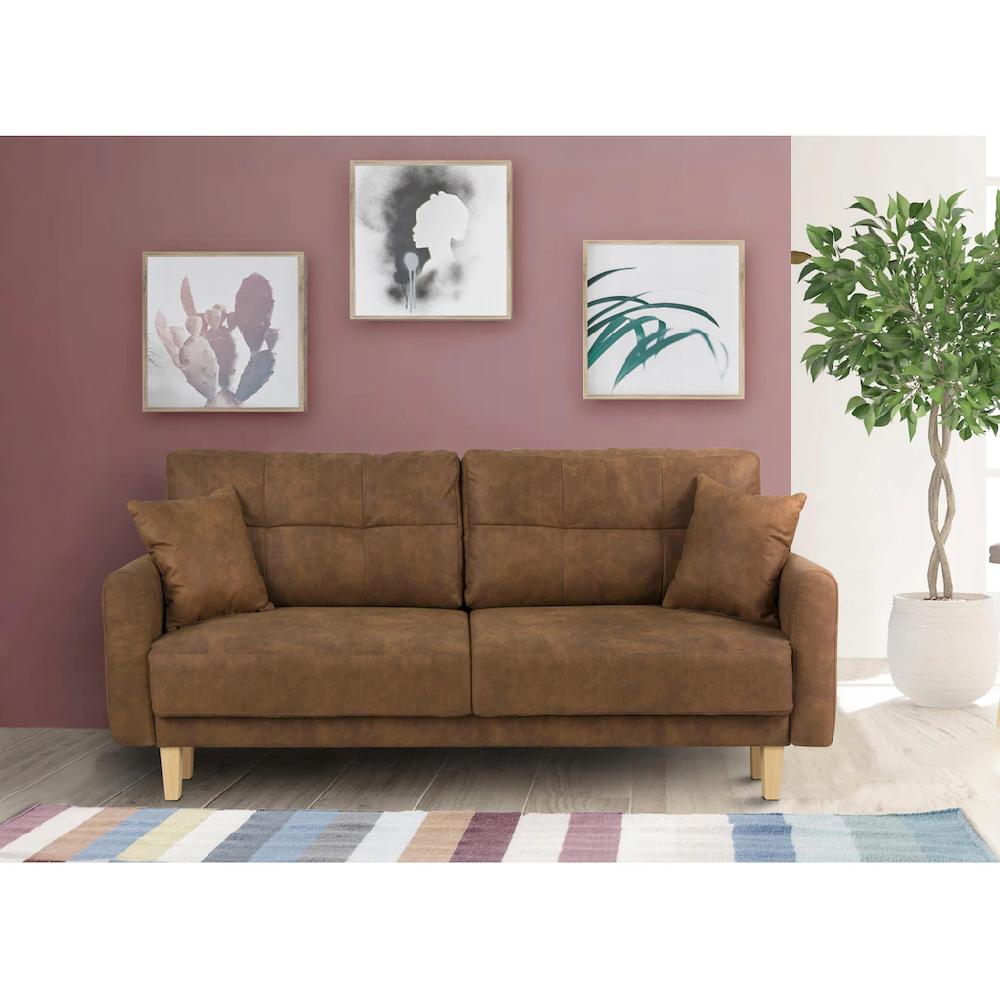 Home affaire 2-Sitzer »TRIPLO mit Wellenunterfederung Maße B/T/H: 165/100/89 cm« Sofa mit Steppung im Rückenbereich incl. Rückenkissen und Zierkissen Versandkostenfrei