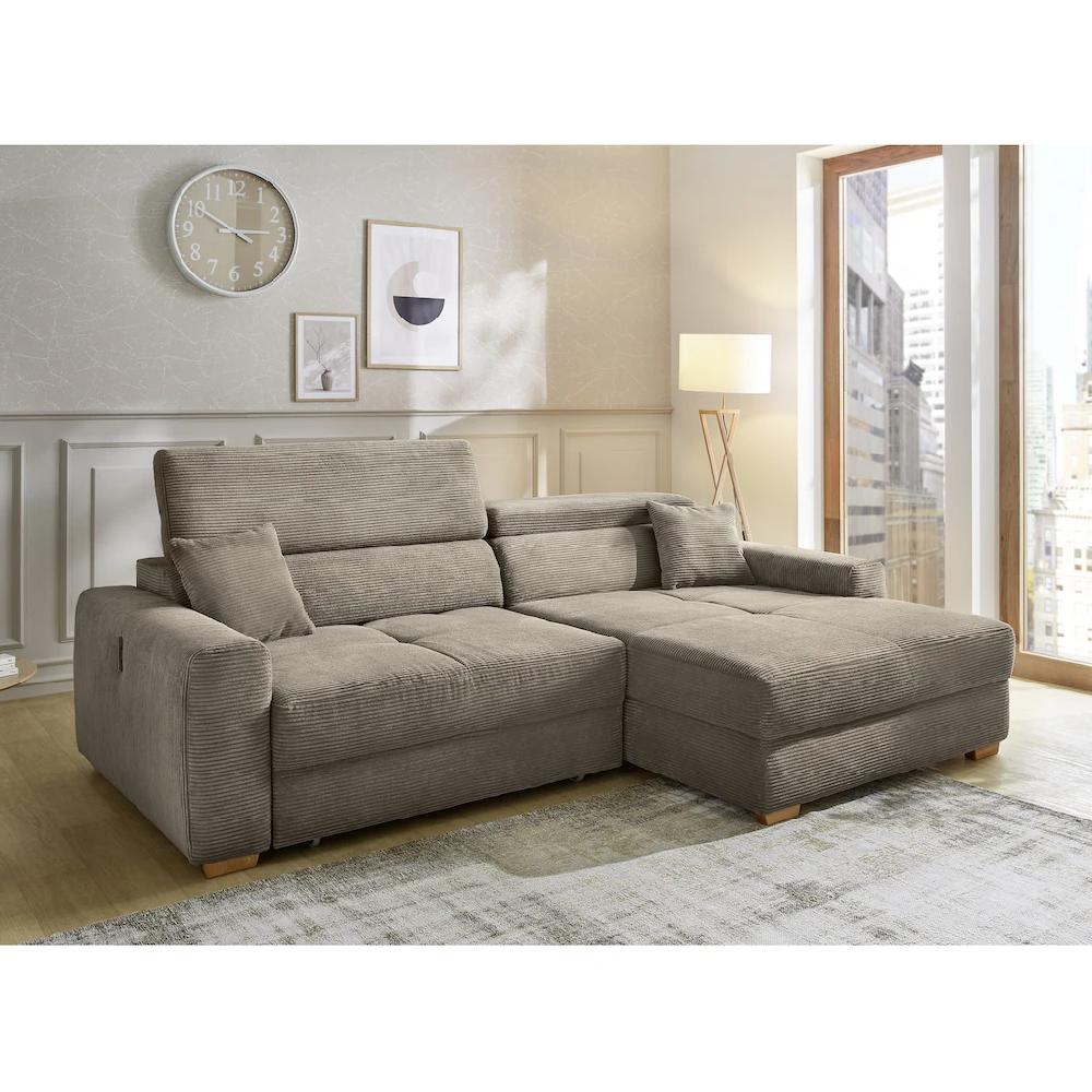 Jockenhöfer Gruppe Ecksofa »Slider 60cm elektromotorische Sitztiefenverstellung« 140kg Belastbarkeit USB-Ladeports Ottomane links/ rechts montierbar Großer Ausverkauf