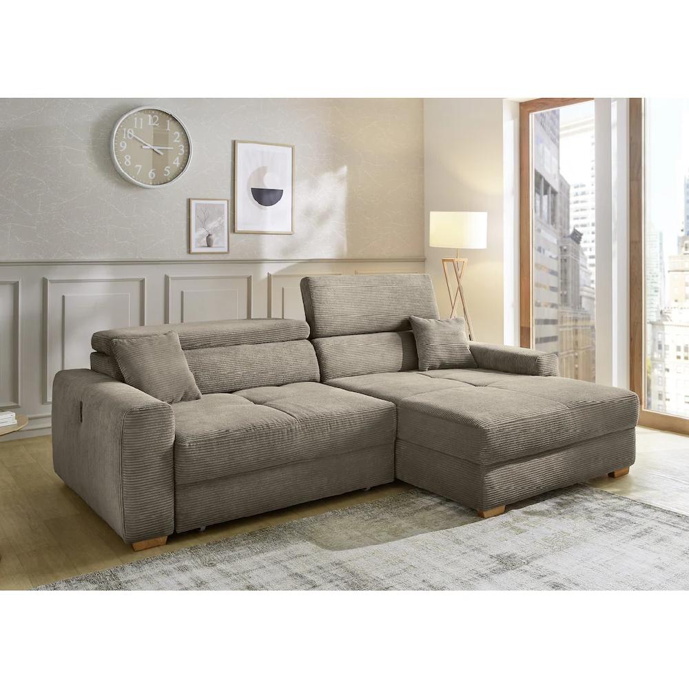 Jockenhöfer Gruppe Ecksofa »Slider 60cm elektromotorische Sitztiefenverstellung« 140kg Belastbarkeit USB-Ladeports Ottomane links/ rechts montierbar Großer Ausverkauf