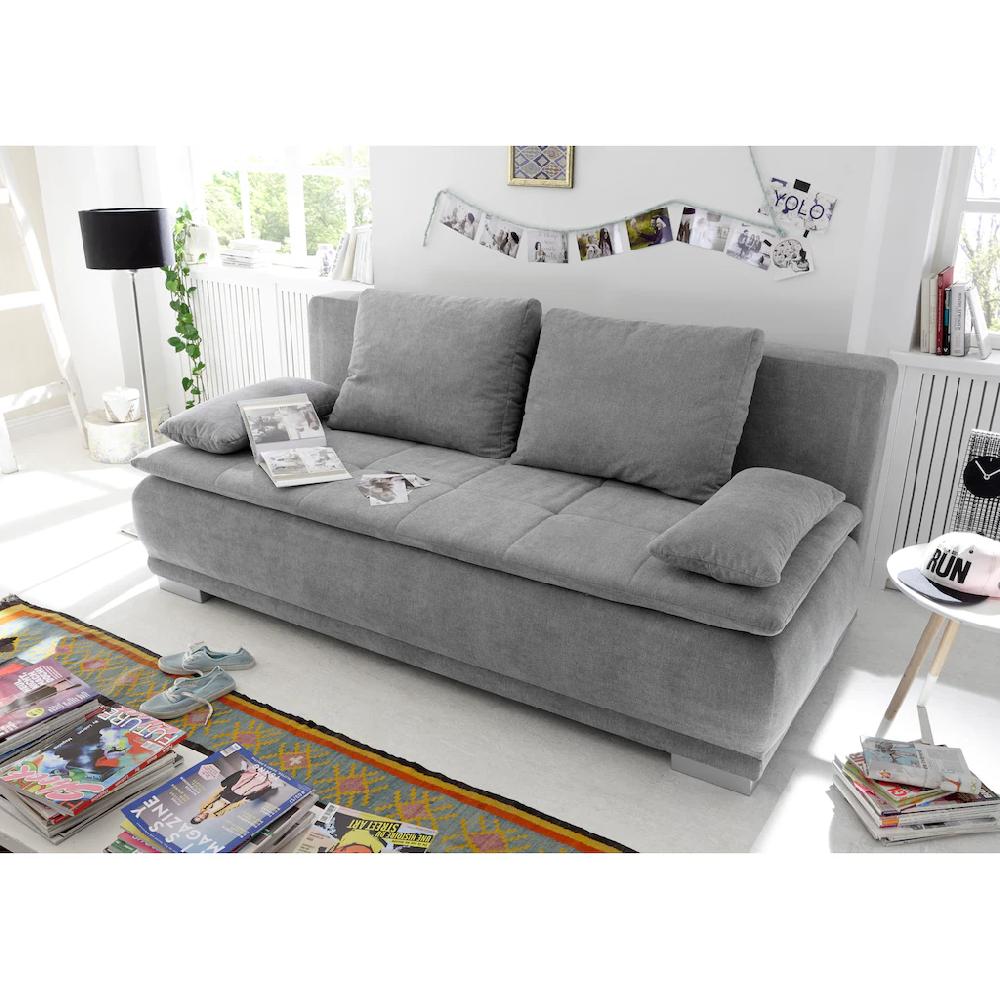 ED EXCITING DESIGN Schlafsofa »Luigi« mit Bettfunktion Bettkasten Rücken- und Armlehnkissen frei im Raum kaufen Saisonschlussverkauf