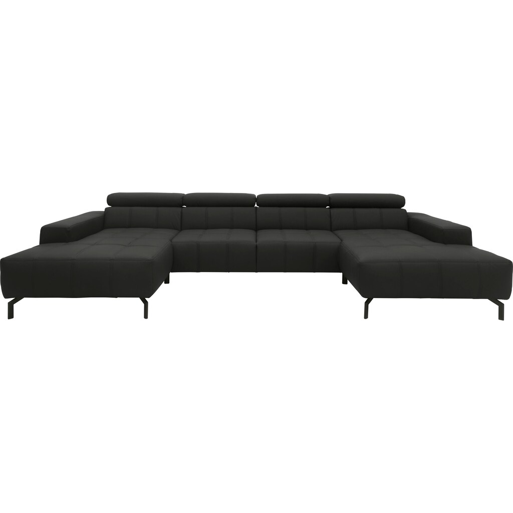 DOMO collection Wohnlandschaft »Cunelli U-Form« wahlweise inklusive Kopfteilverstellung und beidseitiger Recamiere kaufen Osterangebot