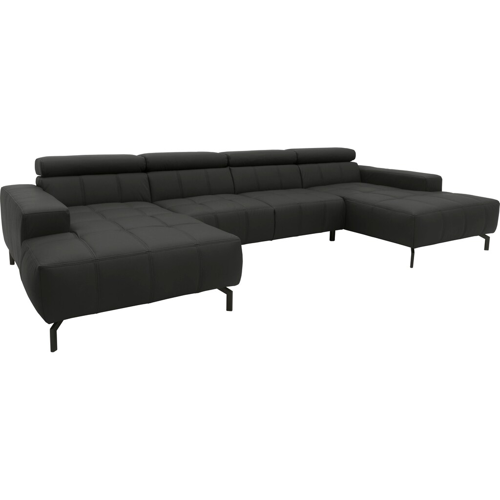 DOMO collection Wohnlandschaft »Cunelli U-Form« wahlweise inklusive Kopfteilverstellung und beidseitiger Recamiere kaufen Osterangebot