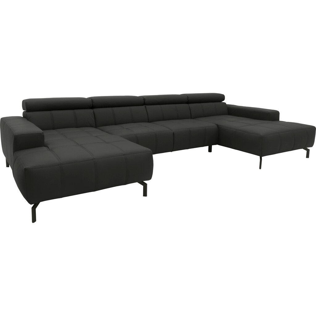 DOMO collection Wohnlandschaft »Cunelli U-Form« wahlweise inklusive Kopfteilverstellung und beidseitiger Recamiere kaufen Osterangebot