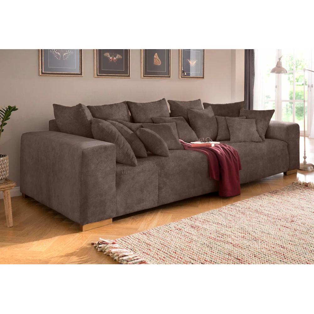 Home affaire Big-Sofa »Neapel« mit vielen losen Kissen in 2 Bezugsqualitäten kaufen Blitzangebot