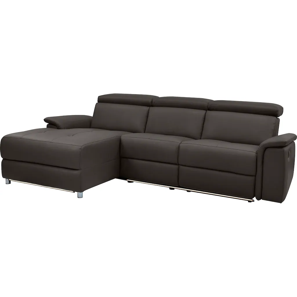 Places of Style Ecksofa »Pareli L-Form 259cm m. Recamiere Echtleder Kunstleder Webstoff« man. o. elektr. Relaxfunktion USB/Kopfteilverstellg u. LED kaufen Kauf eins, bekomm eins gratis
