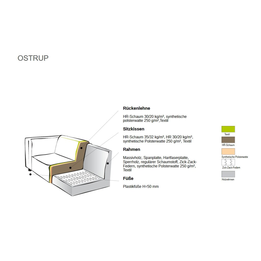 andas 2 5-Sitzer »Ostrup« schlichtes modernes Design in verschiedenen Farben kaufen Begrenzte Freigabe
