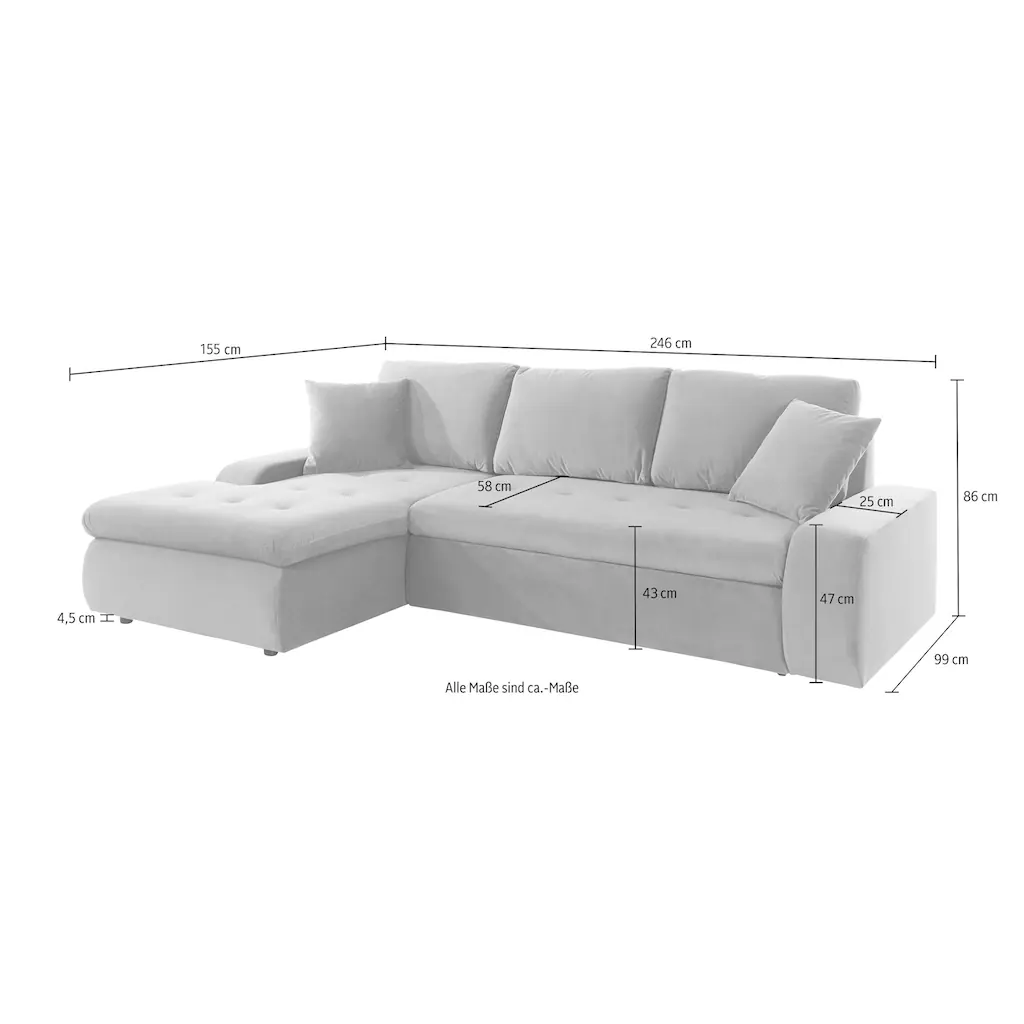 TRENDMANUFAKTUR Ecksofa mit Bettfunktion online kaufen Letzter Tag