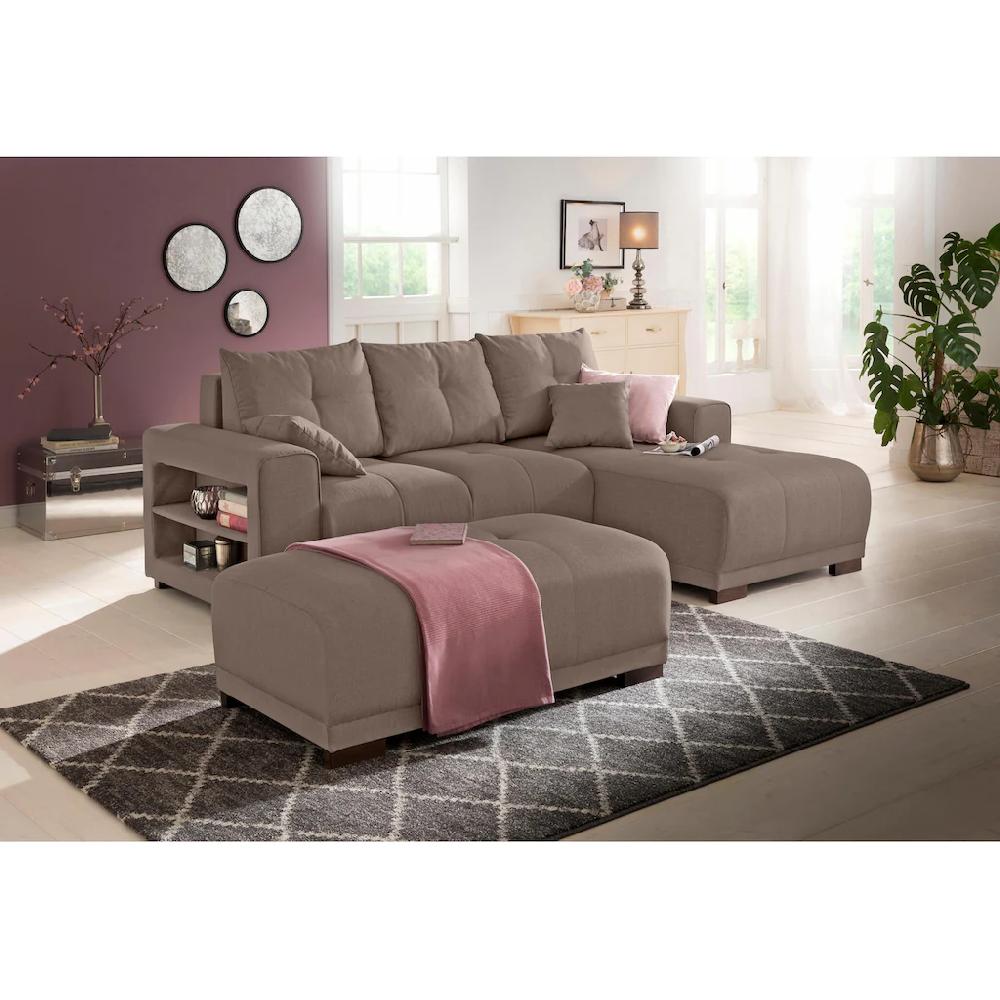 Home affaire Ecksofa »Viborg L-Form« mit Regal in der Armlehne wahlweise mit Bettfunktion kaufen Rabatte dieses Monats