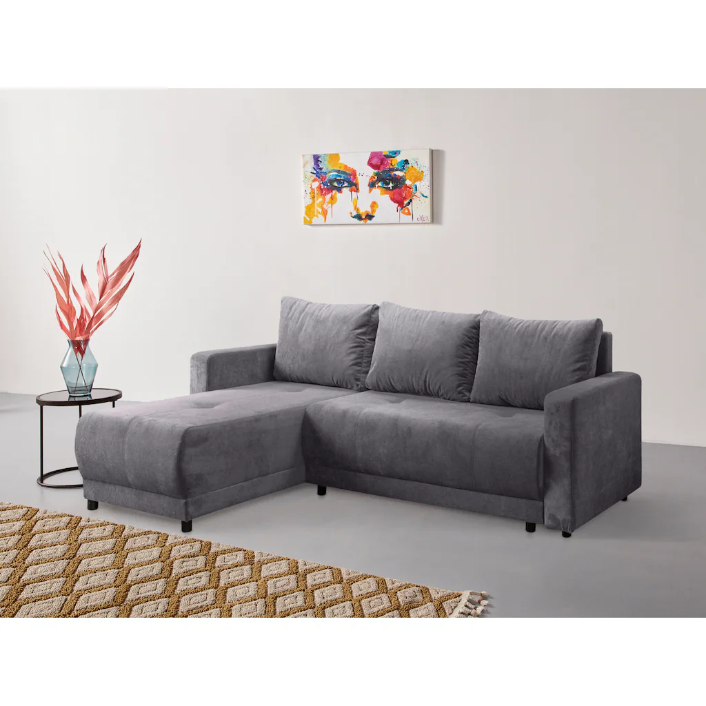 INOSIGN Ecksofa »Navarra Schlafsofa 230cm m. Bettfunktion (115/200cm) und Bettkasten« Recamiere beidseitig montierbar in Cord kaufen Großer Ausverkauf