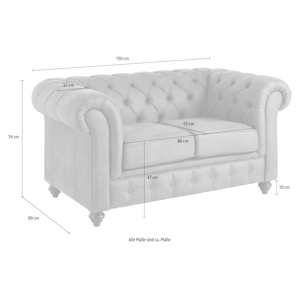 Home affaire Chesterfield-Sofa »Chesterfield 2-Sitzer B/T/H: 150/89/74 cm« mit hochwertiger Knopfheftung auch in Leder kaufen Heißer Verkauf