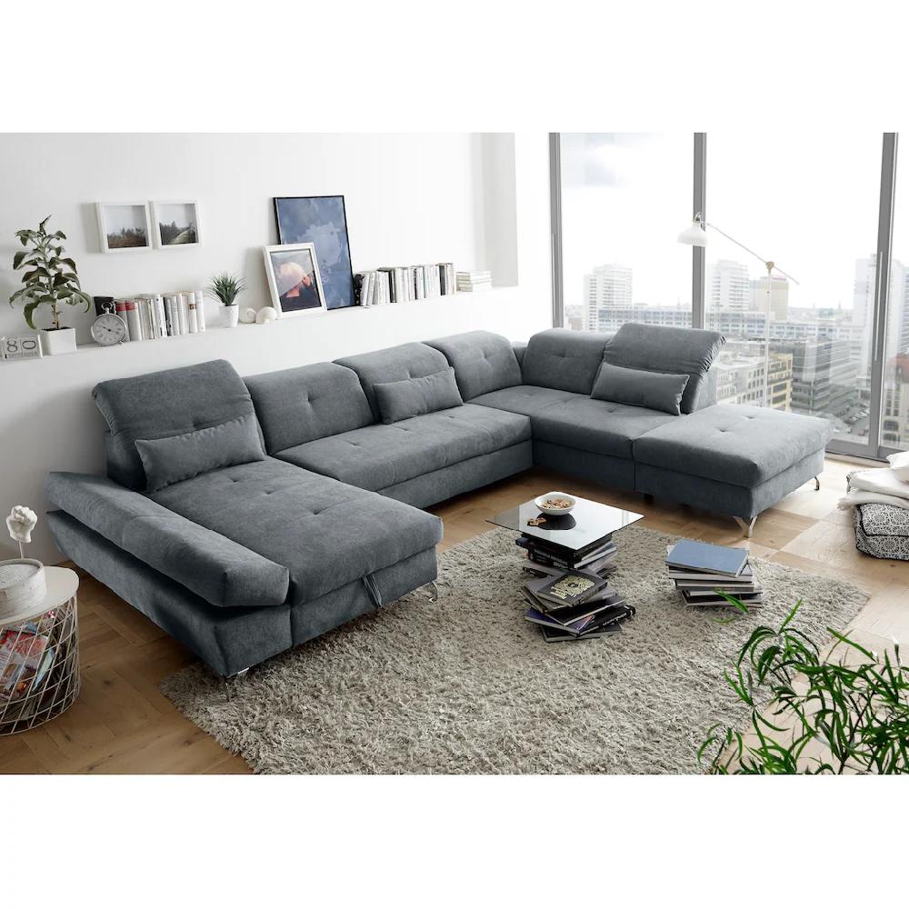 ED EXCITING DESIGN Wohnlandschaft »Melfi U-Form« mit Bettfunktion Bettkasten Nierenkissen frei im Raum stellbar kaufen