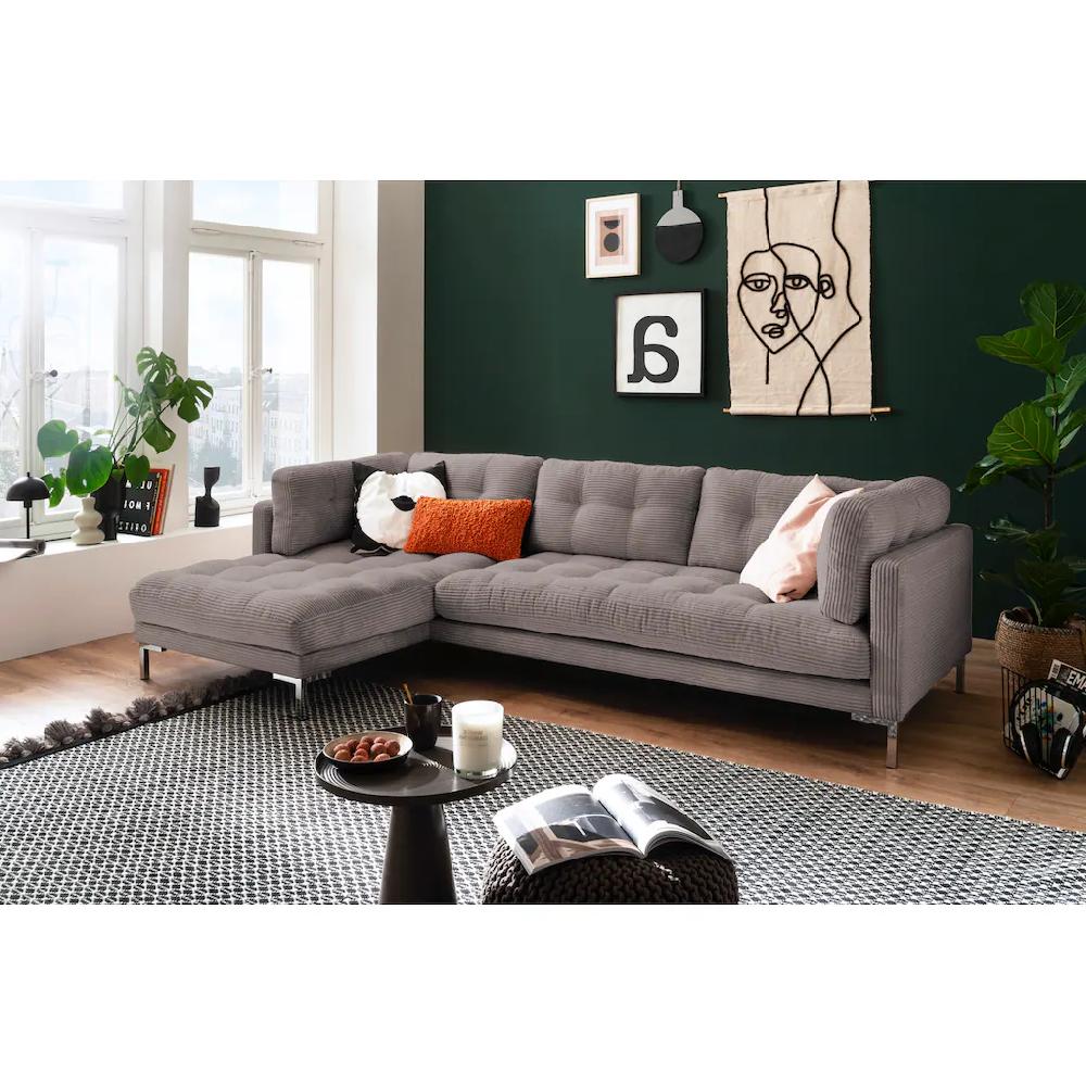 Trends by HG Ecksofa »Landau L-Form« in Cord-Stoff mit Metallfuß kaufen