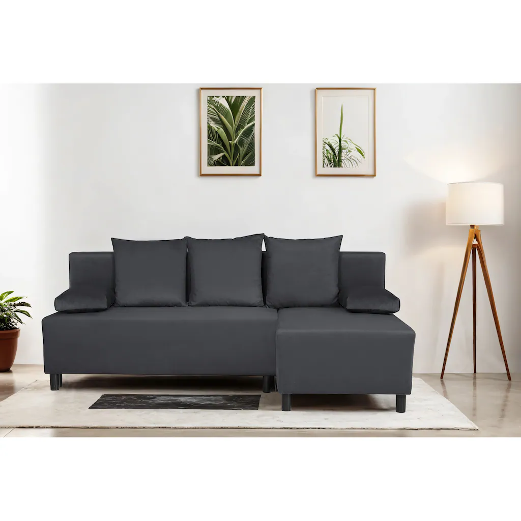 INOSIGN Ecksofa »IWALANI Schlafsofa mit Bettkasten Recamiere beidseitig montierbar« L-Form B/T/H 199/135/83 cm Struktur weich & Velvet