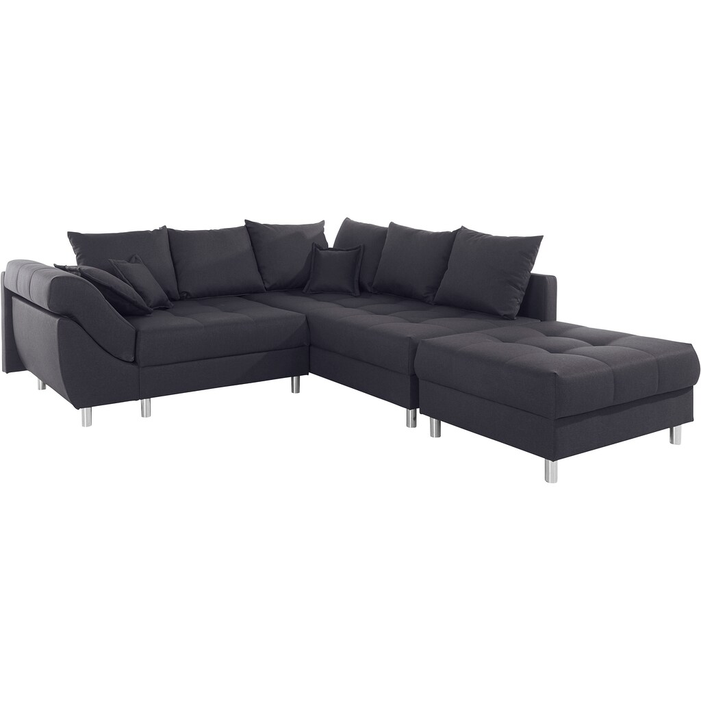 COLLECTION AB Polstergarnitur »Innsbruck« (Spar-Set) Ecksofa und Hocker Recamiere links oder rechts montierbar Fabrikladen