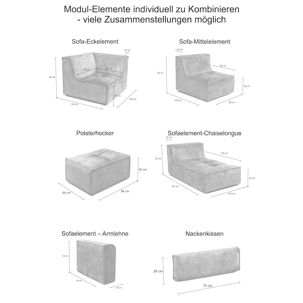 RAUM.ID Sofaelement »Monolid« Armlehne Bezug in Teddy-Optik kaufen Im Verkauf