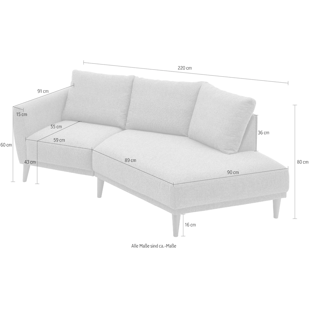 ATLANTIC home collection 2 5-Sitzer »Elvis« Polsterecke mit offenem Ende im skandinavischen Stil Massivholzfüße kaufen zollfrei