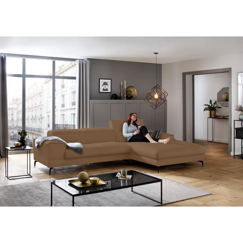 W.SCHILLIG Ecksofa »piedroo Designsofa mit tollem Sitzkomfort L-Form« Kopfteilverstellung wahlweise mit Sitztiefenverstellung Breite 303cm kaufen