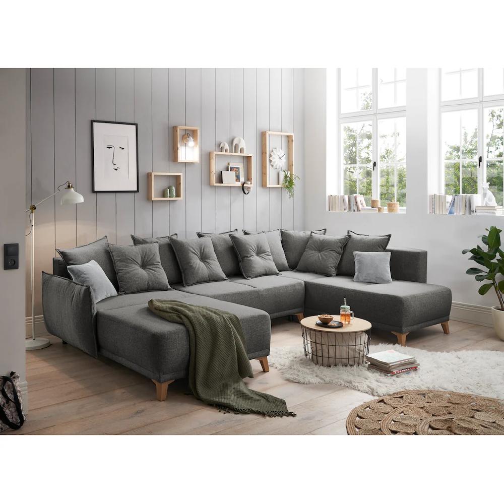 ED EXCITING DESIGN Wohnlandschaft »Pamplona U-Form« mit Bettfunktion Bettkasten Rücken- und Zierkissen frei im Raum kaufen Vatertagsangebot
