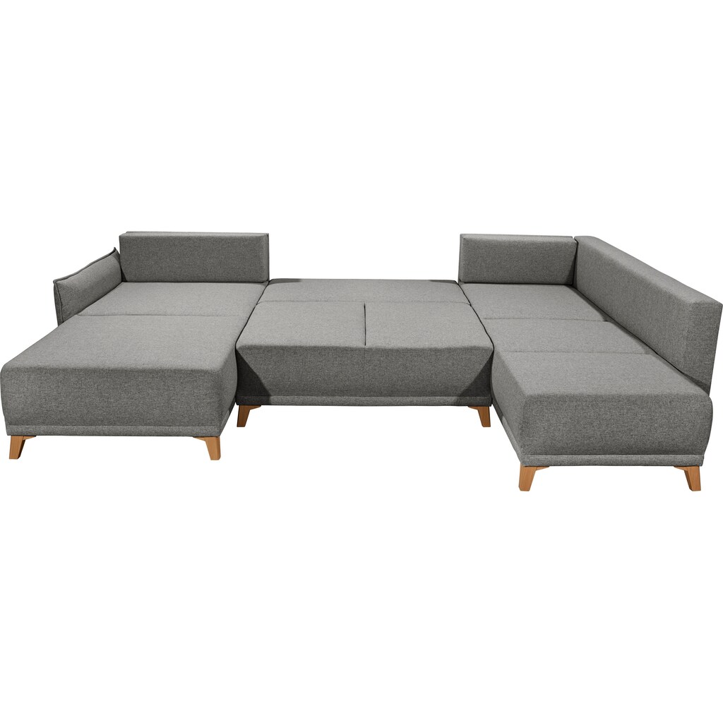 ED EXCITING DESIGN Wohnlandschaft »Pamplona U-Form« mit Bettfunktion Bettkasten Rücken- und Zierkissen frei im Raum kaufen Vatertagsangebot