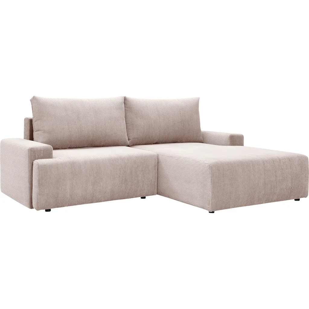 exxpo - sofa fashion Ecksofa »Orinoko aktuelles Design und hoher Sitzkomfort L-Form« inkl. Bettfunktion und Bettkasten schöne Farben im angesagten Cord kaufen Kauf eins, bekomm eins gratis