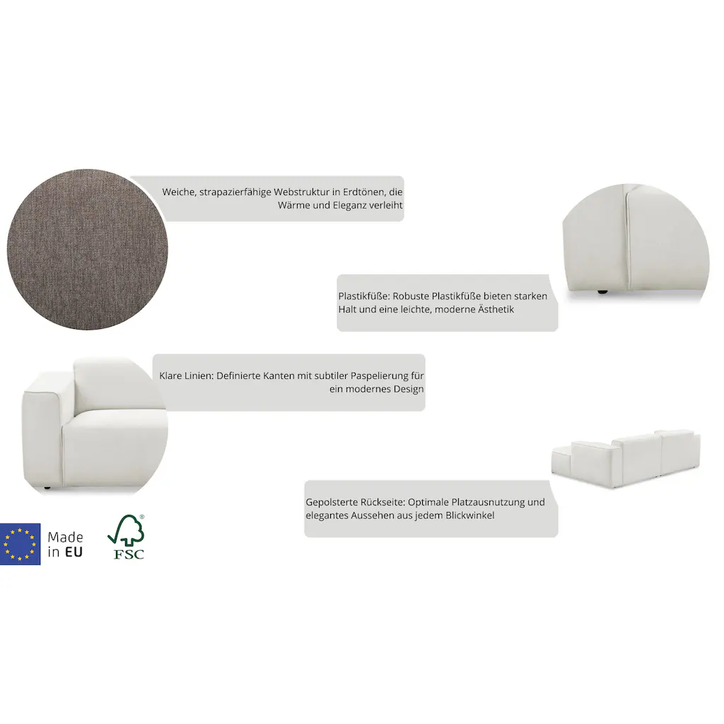 andas Ecksofa »Noord« mit Kedernaht in einem Soft-Touch Bezug kaufen Super Sparpreis