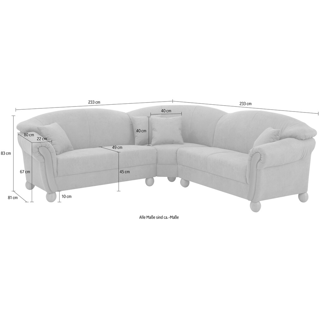 Home affaire Ecksofa »Milano Vintage L-Form« mit Federkern Bezug in Vintageoptik incl. 4 Zierkissen kaufen Kostenlose Rückgabe