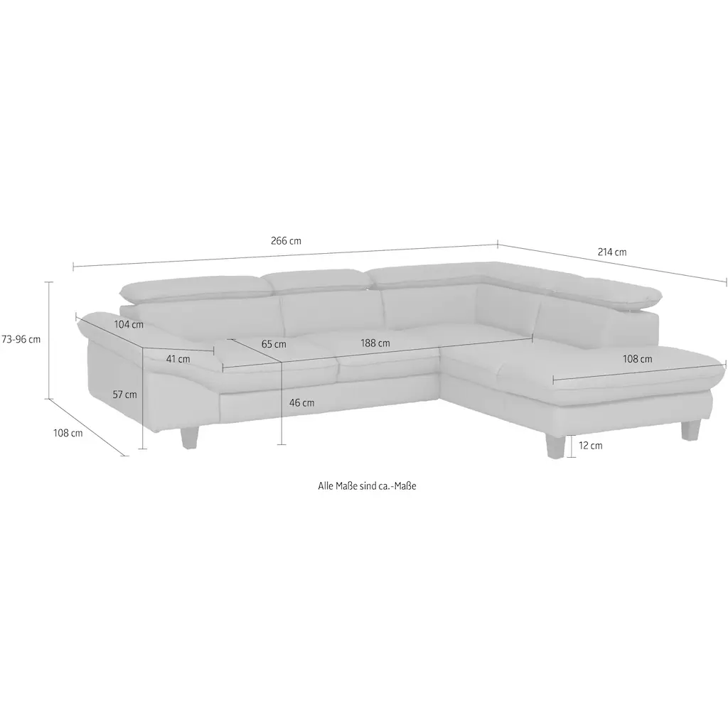 Home affaire Ecksofa »Pilot L-Form« mit Kopfteilverstellung optional Bettfunktion und Bettkasten Letzte 2 Tage