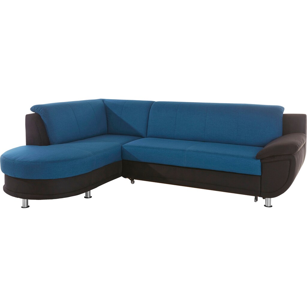 TRENDMANUFAKTUR Ecksofa »Rondo 3 zeitlos und bequem Materialmix breite Armlehnen L-Form« wahlweise mit Federkern für mehr Komfort wahlweise mit Bettfunktion kaufen Günstig kaufen
